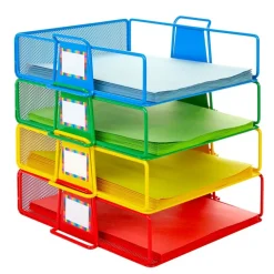 Really Good Stuff® Stackable Wire Letter Trays - Set of 4 Colors