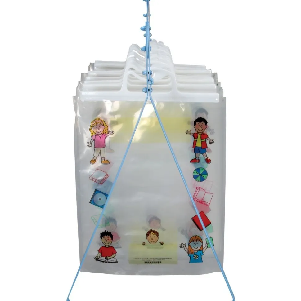 Really Good Stuff® Store More Hang-Up Totes And Sturdy Rack™ - 1 rack, 12 storage bags