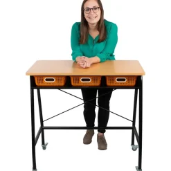 Really Good Stuff® Teacher Standing Desk With Baskets