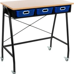Really Good Stuff® Teacher Standing Desk With Baskets - Blue