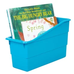 Really Good Stuff® Three Tier Shelf Storage with Blue Neon Durable Book & Binder Holders