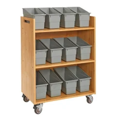 Really Good Stuff® Three Tier Shelf Storage with Pebble Durable Book & Binder Holders