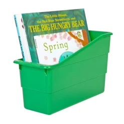 Really Good Stuff® Three Tier Shelf Storage with Green Durable Book & Binder Holders