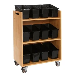 Really Good Stuff® Three Tier Shelf Storage with Black Durable Book & Binder Holders