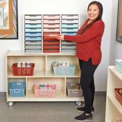 Really Good Stuff® White 27-Slot Mail Center With Boho Trays