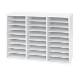 Really Good Stuff® White 27-Slot Mail Center With Tan Trays