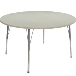 48" Round Activity Table with Adjustable Swivel Glide Legs - Sanddrift/Silver