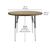 36" Round Activity Table with Adjustable Swivel Glide Legs - Pasadena Oak/Black