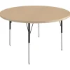 48" Round Activity Table with Adjustable Swivel Glide Legs - Maple/Maple