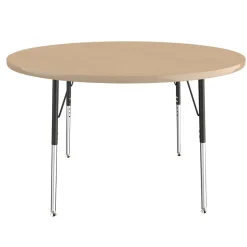 48" Round Activity Table with Adjustable Swivel Glide Legs - Maple/Maple