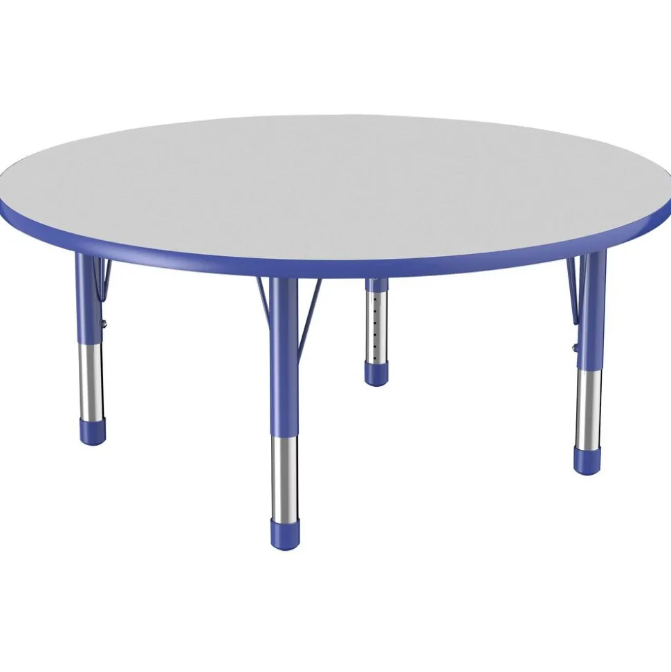 48" Round Activity Table with Adjustable Chunky Legs - Gray/Blue
