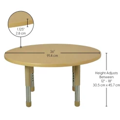 36" Round Activity Table with Adjustable Tiny Tot Legs - Maple/Maple