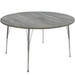 48" Round Activity Table with Adjustable Swivel Glide Legs - Light Gray Wood/Silver