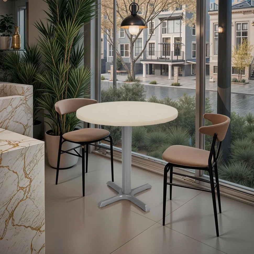30" Round Cafe Bistro Table - Sand Drift/Silver