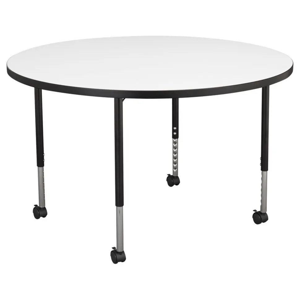 46" Round Dry-Erase Adjustable Activity Table with Mobile Legs