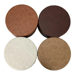 18" Round Ottoman 16" Height Distressed, 4-Piece - Distressed Assorted
