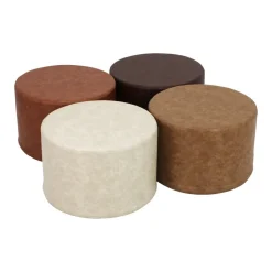 18" Round Ottoman 12" Height Distressed, 4-Piece - Distressed Assorted