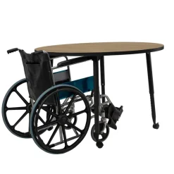 48" Round Table with Adjustable Tapered Legs - Pasadena Oak/Black
