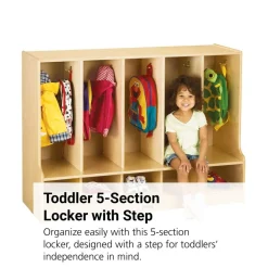 5-Section Toddler Locker with Step - Without Trays
