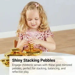 Sensory Mirrored Stacking Pebbles Gold - 20 Pack