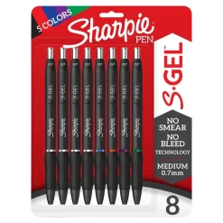 Sharpie® S-Gel, Gel Pens, Medium Point (0.7mm), Assorted Colors, 8 Count