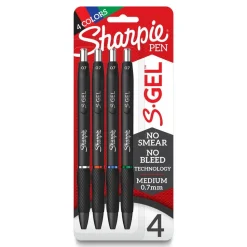 Sharpie® S-Gel, Gel Pens, Medium Point (0.7mm), Assorted Colors, 4 Count