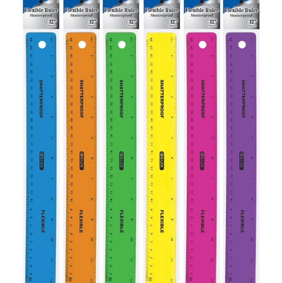 Shatterproof Flexible Rulers 12" - Set Of 12