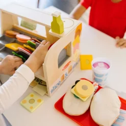 Slice & Stack Wooden Sandwich Counter with Deli Slicer