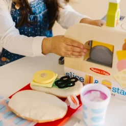 Slice & Stack Wooden Sandwich Counter with Deli Slicer