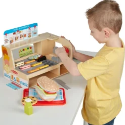 Slice & Stack Wooden Sandwich Counter with Deli Slicer