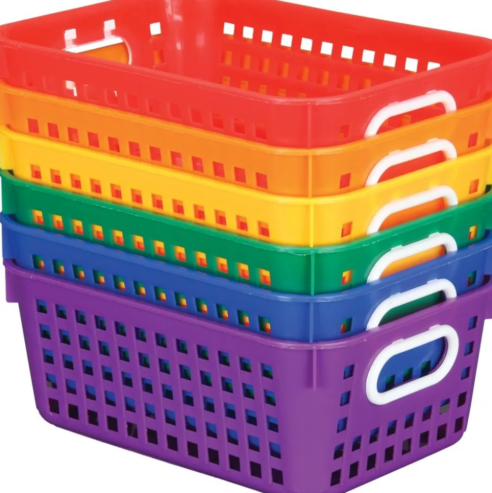 27-Slot Mail And Supplies Center With 6 Cubbies And Baskets - 6 Colors