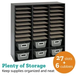 27-Slot Mail And Supplies Center With 6 Cubbies