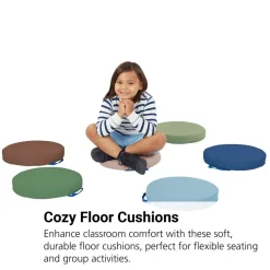SoftScape 15" Round Floor Cushions, 6-Piece - Earthtone