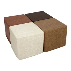 SoftScape 18" Square Ottoman 16" Height Distressed, 4-Piece - Distressed Assorted