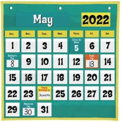 Space-Saver Calendar Pocket Chart™ - 1 pocket chart, 64 cards