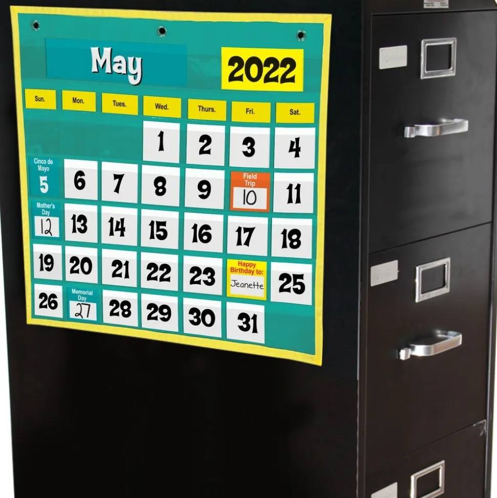 Space-Saver Calendar Pocket Chart™ - 1 pocket chart, 64 cards