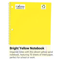 Spiral Notebook, 70 Sheets - Yellow