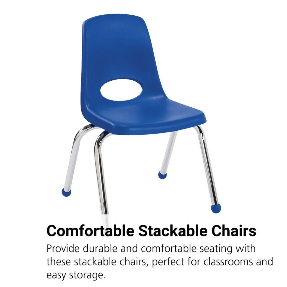 14" Stack Chair with Ball Glides - Blue, Set of 6