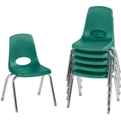 14" Stack Chair with Swivel Glides - 6 Pack - Green
