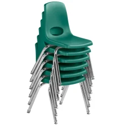 14" Stack Chair with Swivel Glides - 6 Pack - Green