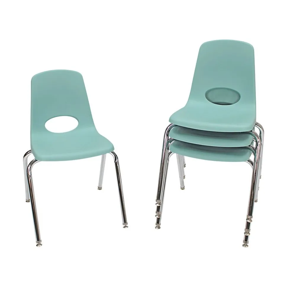 18" Stack Chair with Swivel Glides, 4-Pack-Seafoam