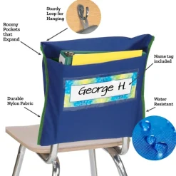 Store More® Deep-Pocket Chair Pockets - 6 Pack - Navy/ Green