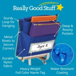 Store More® Dual Storage Deep-Pocket Chair Pockets - 6 Pack - Blue/Green
