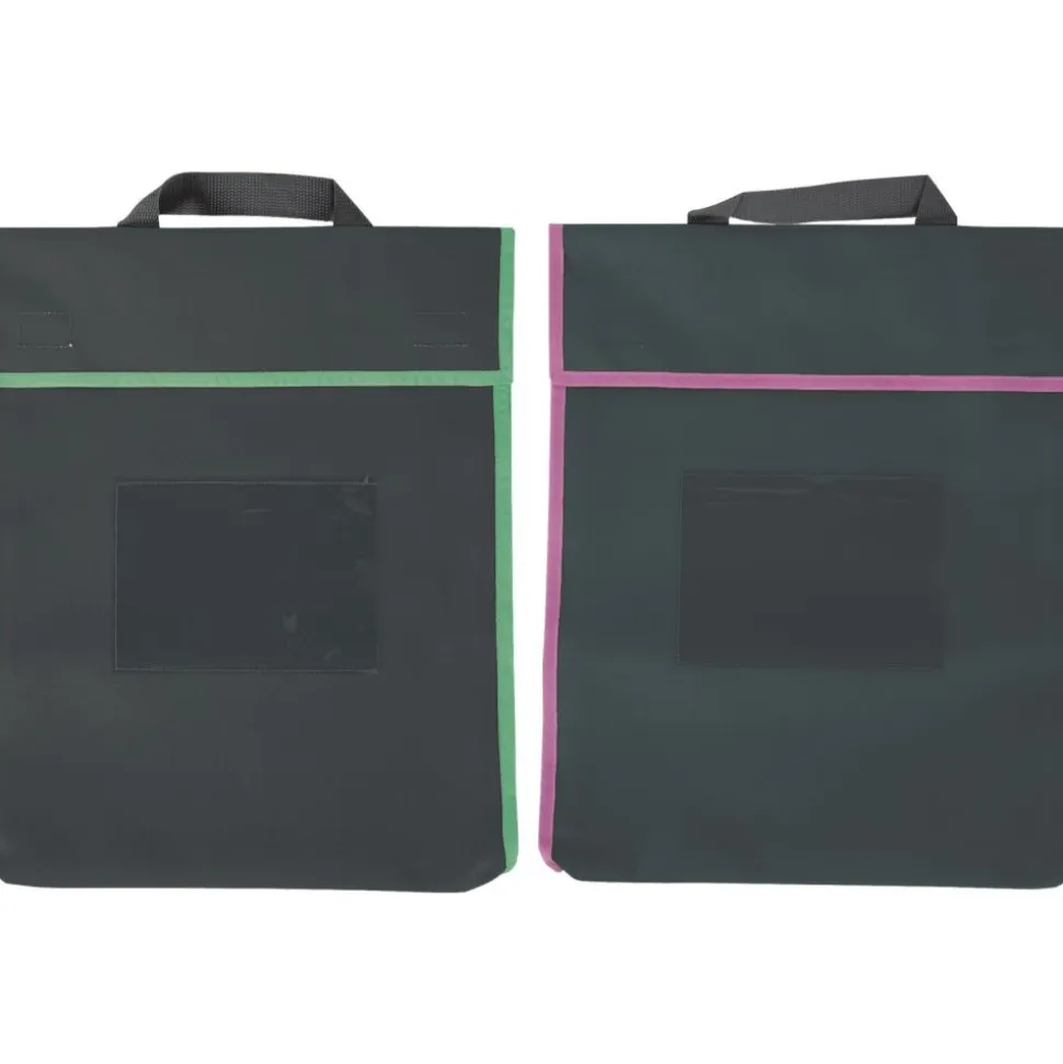 Store More® Large Book Pouches And Labels - Black With Neon Trim - Set Of 12