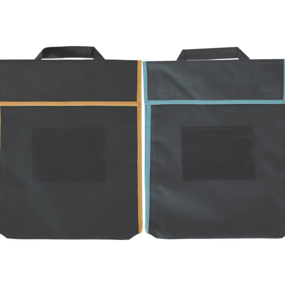 Store More® Large Book Pouches And Labels - Black With Neon Trim - Set Of 12