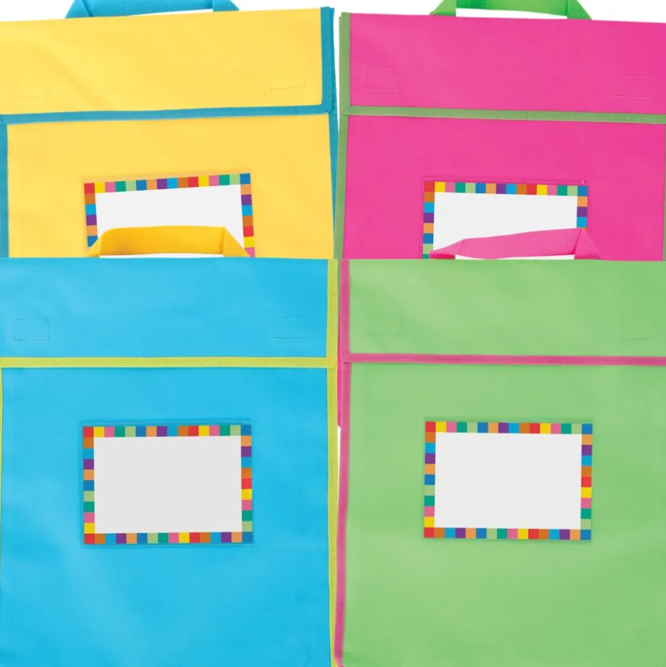 Store More® Large Book Pouches And Labels - Neon Colors - Set Of 12