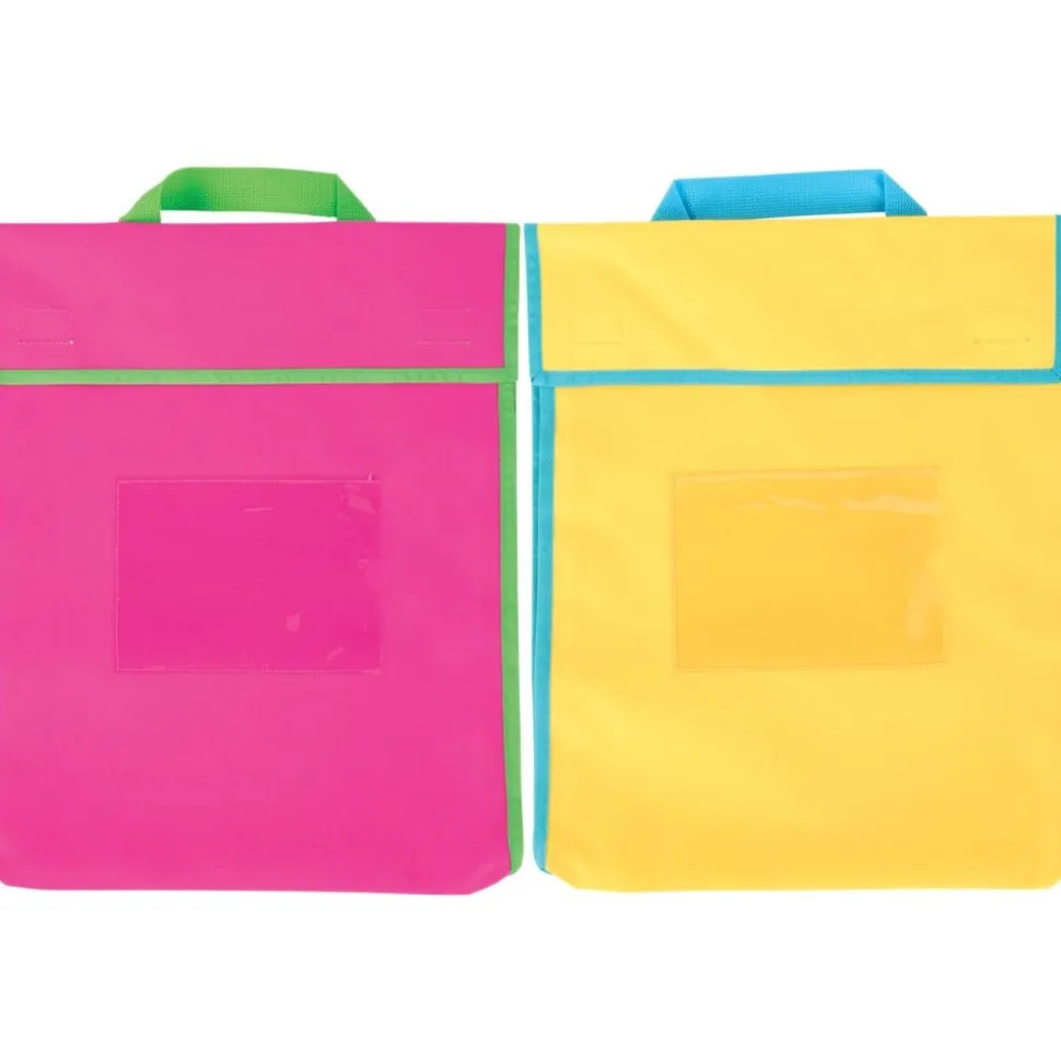 Store More® Large Book Pouches And Labels - Neon Colors - Set Of 12
