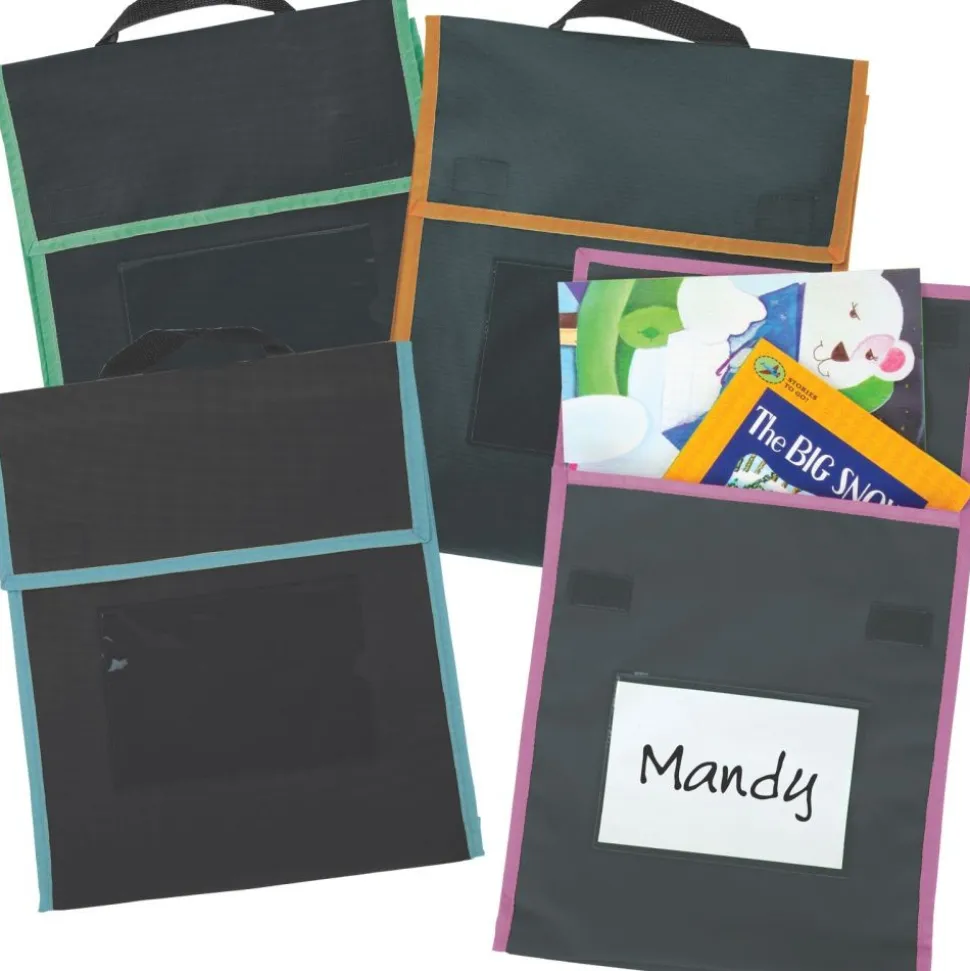 Store More® Medium Book Pouches - Black With Neon Trim - Set of 36