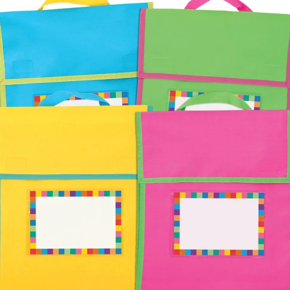 Store More® Medium Book Pouches And Labels - Neon Colors - Set Of 12