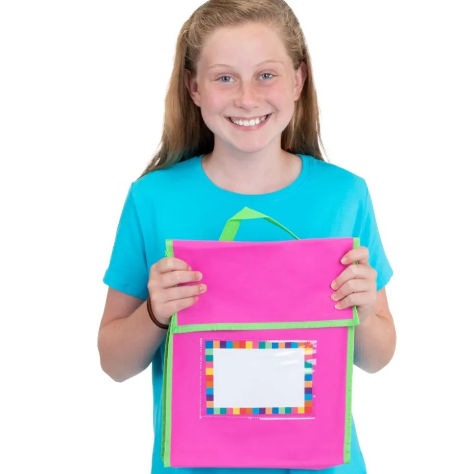 Store More® Medium Book Pouches And Labels - Neon Colors - Set Of 12